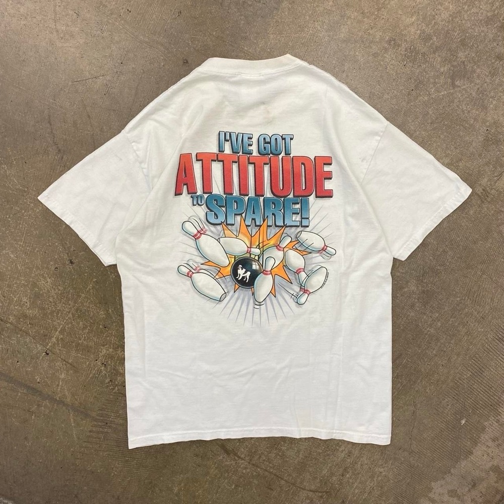 Vintage Big Dogs Bowling I've Got Attitude To Spare Cartoon T-Shirt 2000s Size M